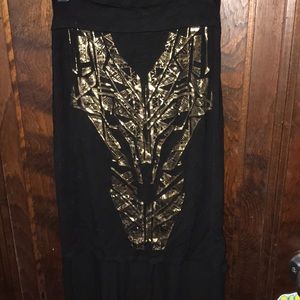Black Charlotte Russe Skirt With Gold Design